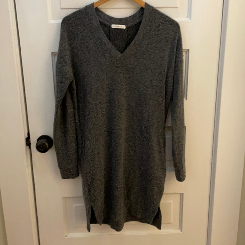Boutique Gray Sweater Dress With Pockets